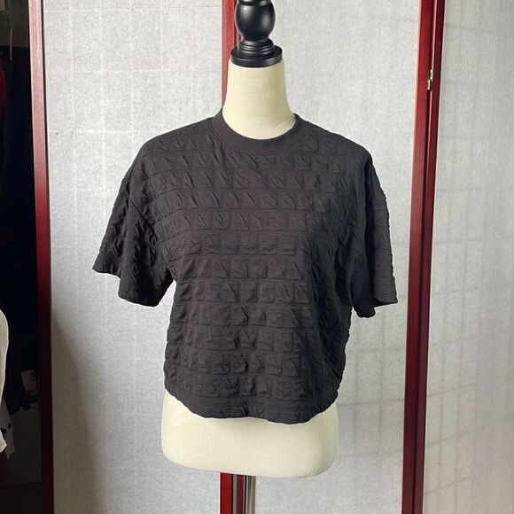 A New Day Black Relaxed Fit Quilted Boxy Short Sleeve Top (Size: XS) - Picture 6 of 11